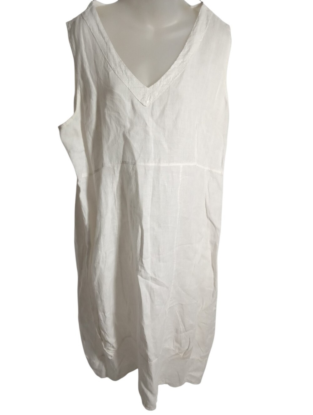 New Direction White Linen Blend Balloon Midi Dress Coastal Boho Relaxed Fit L/XL - Picture 6 of 9